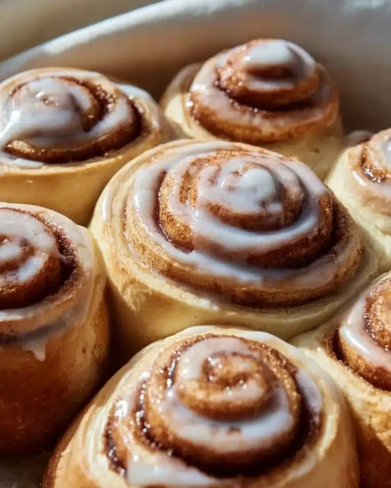Delicious sourdough cinnamon rolls fresh out of the oven