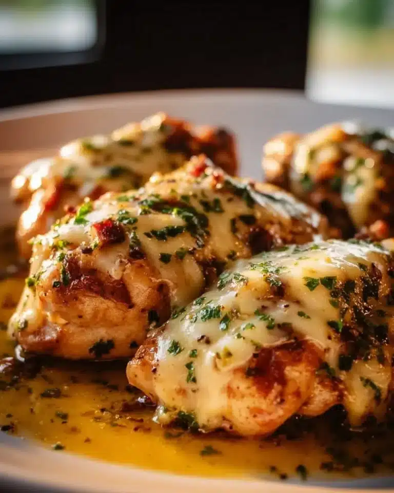 Delicious Texas Roadhouse Smothered Chicken with melted Jack cheese