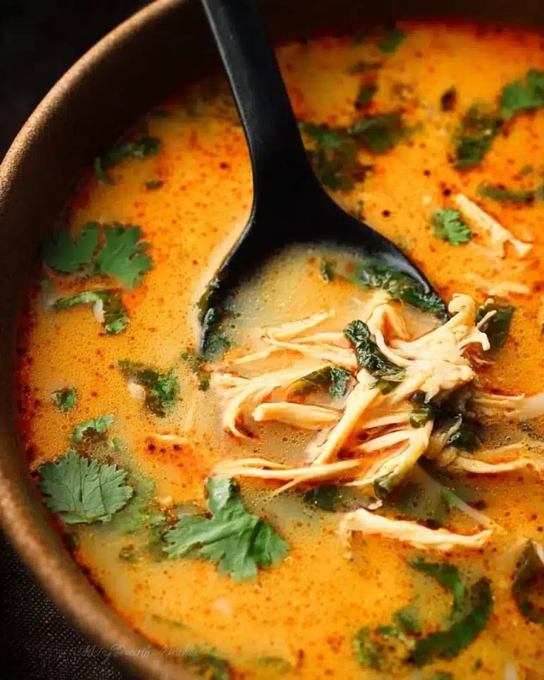 Thai Inspired Chicken Soup 2 Bowl of Thai Inspired Chicken Soup with fresh herbs and vibrant spices