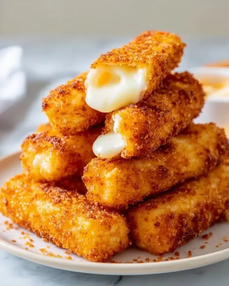 Crispy air fryer mozzarella sticks served with marinara sauce