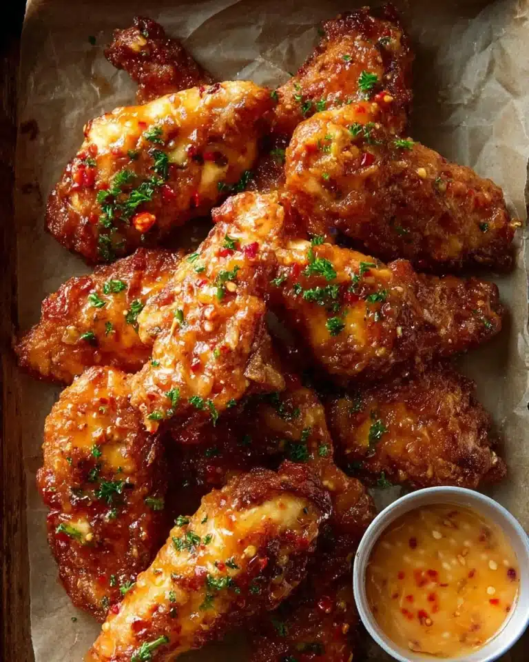 Delicious Bang Bang Chicken served with a spicy sauce and garnishes