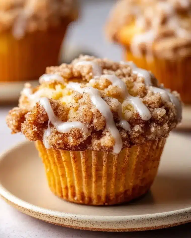 Delicious homemade coffee cake muffins on a rustic table