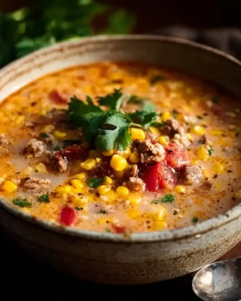 Creamy Cowboy Soup 2 Bowl of creamy cowboy soup garnished with herbs and served with bread