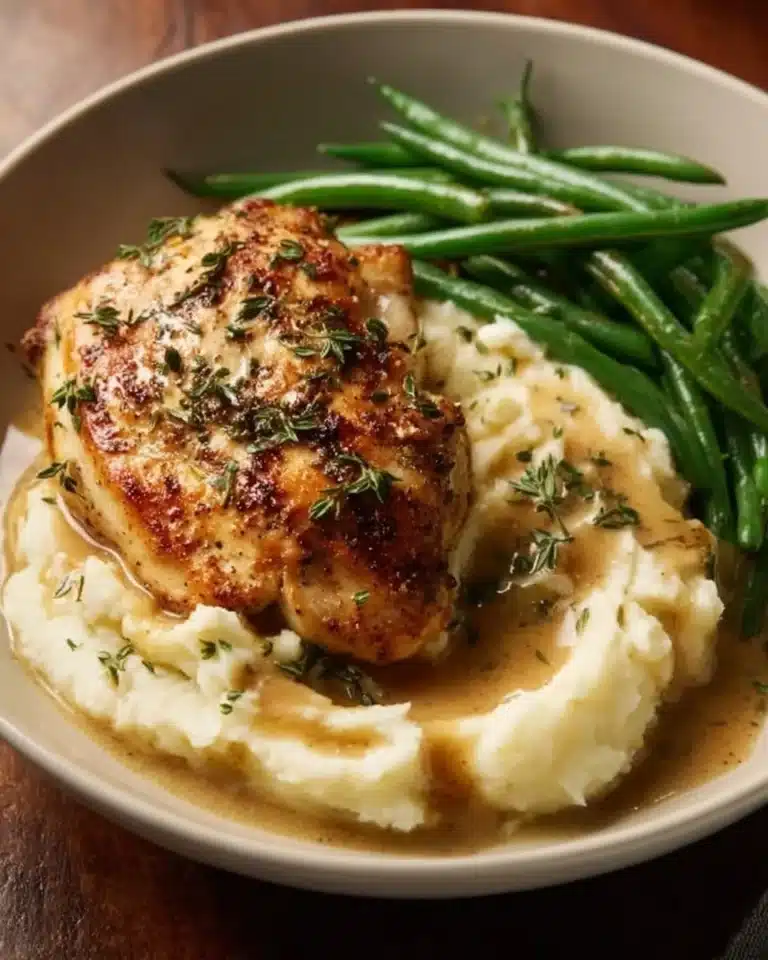 Creamy garlic parmesan chicken breast served with herbs and spices