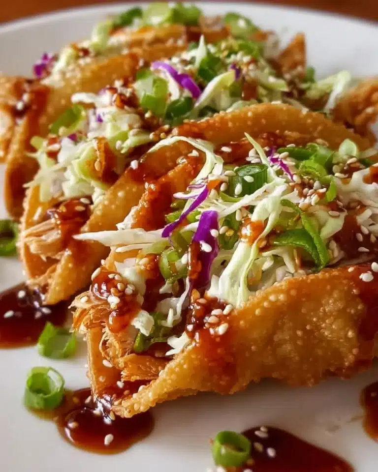 Crispy Chicken Wonton Tacos 2 Crispy chicken wonton tacos served with fresh toppings and sauces