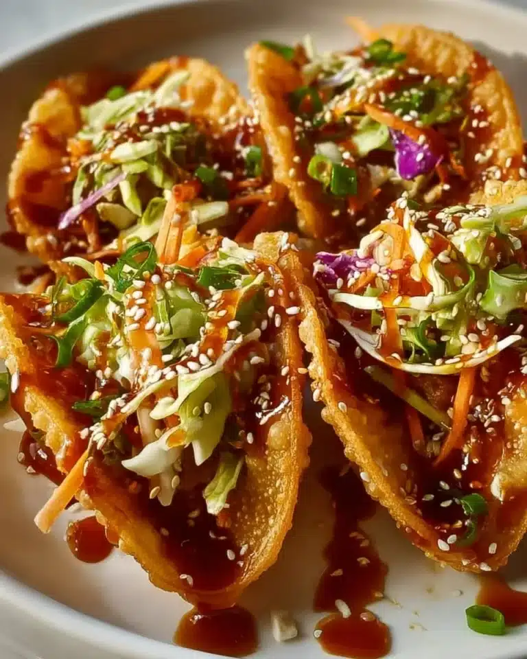 Crispy chicken wonton tacos with fresh toppings