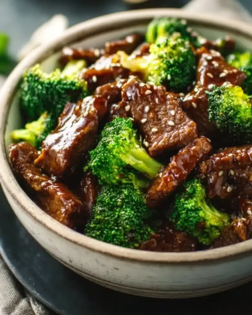 Crockpot Beef and Broccoli dish with tender beef and vibrant broccoli