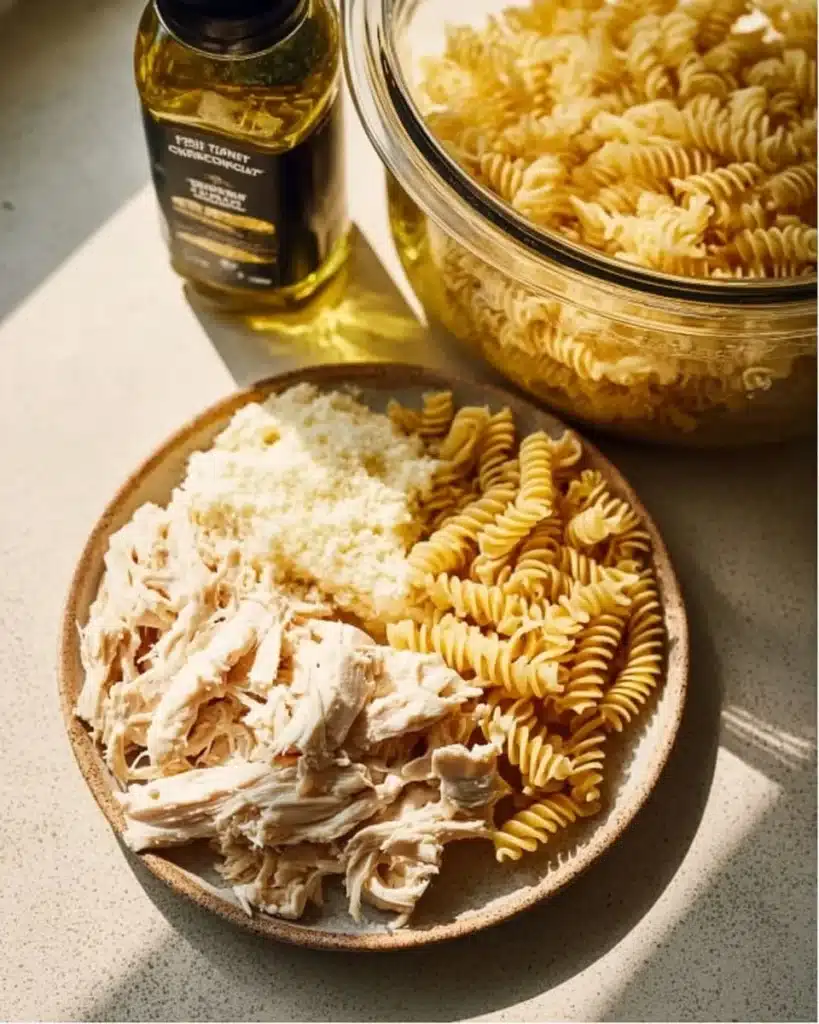 Crockpot Garlic Parmesan Chicken Pasta dish featuring creamy sauce and tender chicken