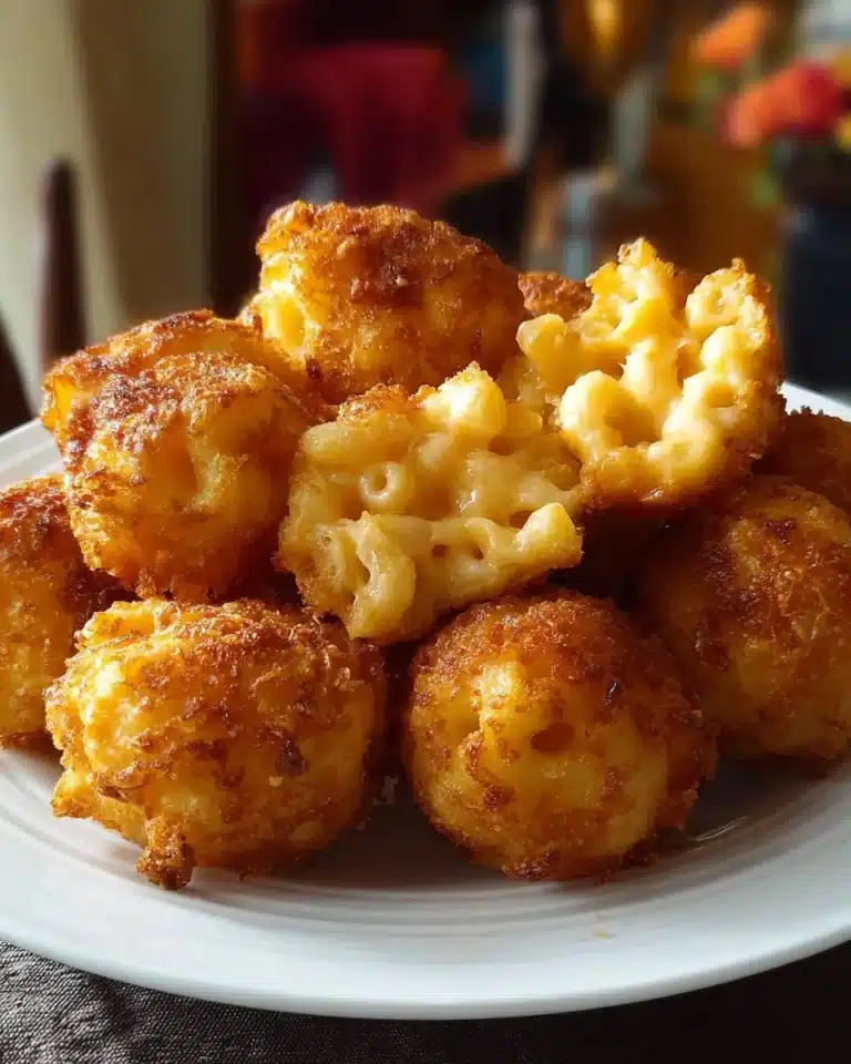 Delicious Fried Mac and Cheese Bites, golden and crispy, served as a snack