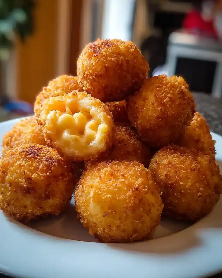 Fried Mac and Cheese Bites 2 Delicious fried Mac and Cheese Bites served on a platter