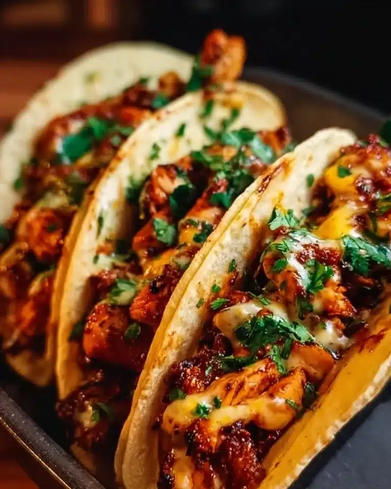 Garlic Butter Honey BBQ Chicken Tacos 2 Garlic Butter Honey BBQ Chicken Tacos ready to serve