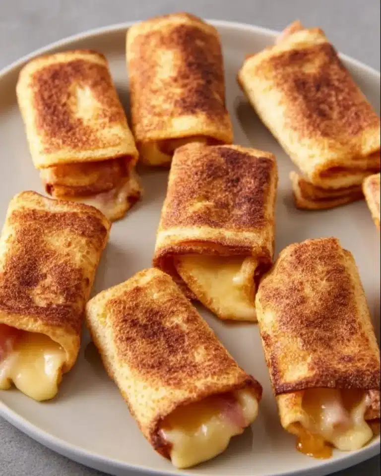 Delicious grilled cheese roll-ups filled with gooey cheese
