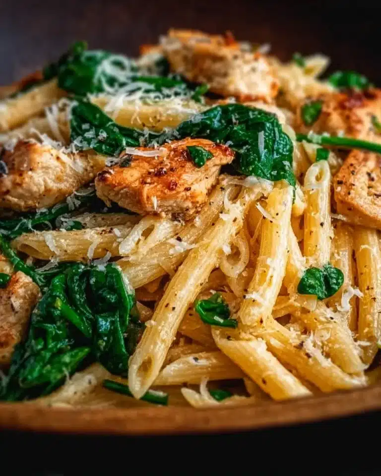 Healthy Garlic Parmesan Chicken Pasta 2 Healthy garlic parmesan chicken pasta with a creamy sauce and grilled chicken