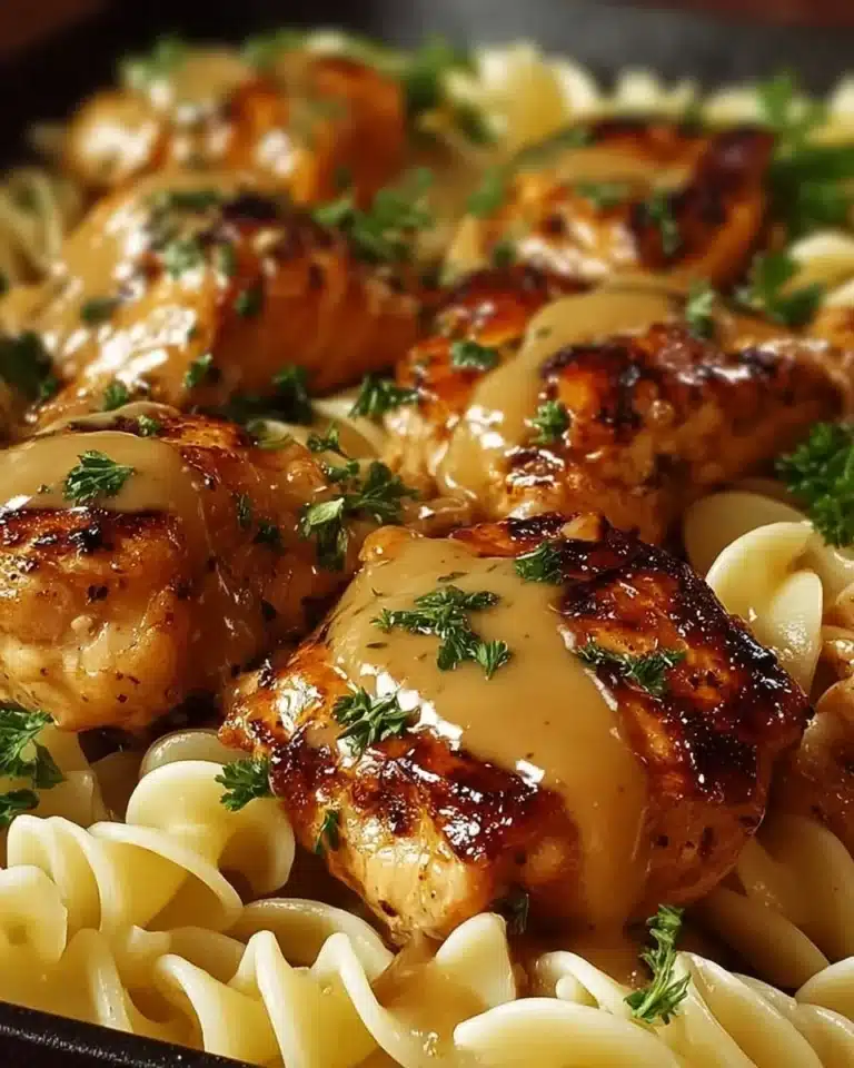One-Pan Chicken with Buttered Noodles dish served in a skillet