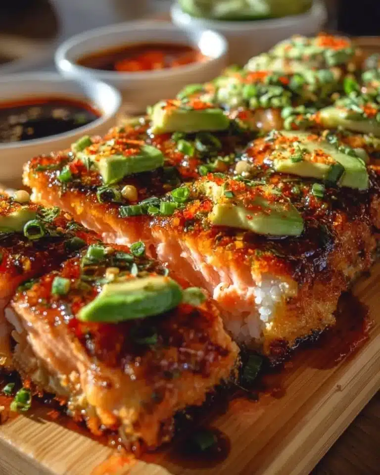 Delicious Spicy Salmon Sushi Bake served in a dish