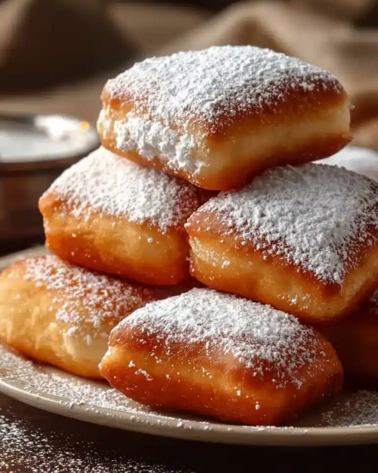 Delicious easy vanilla French beignets dusted with powdered sugar