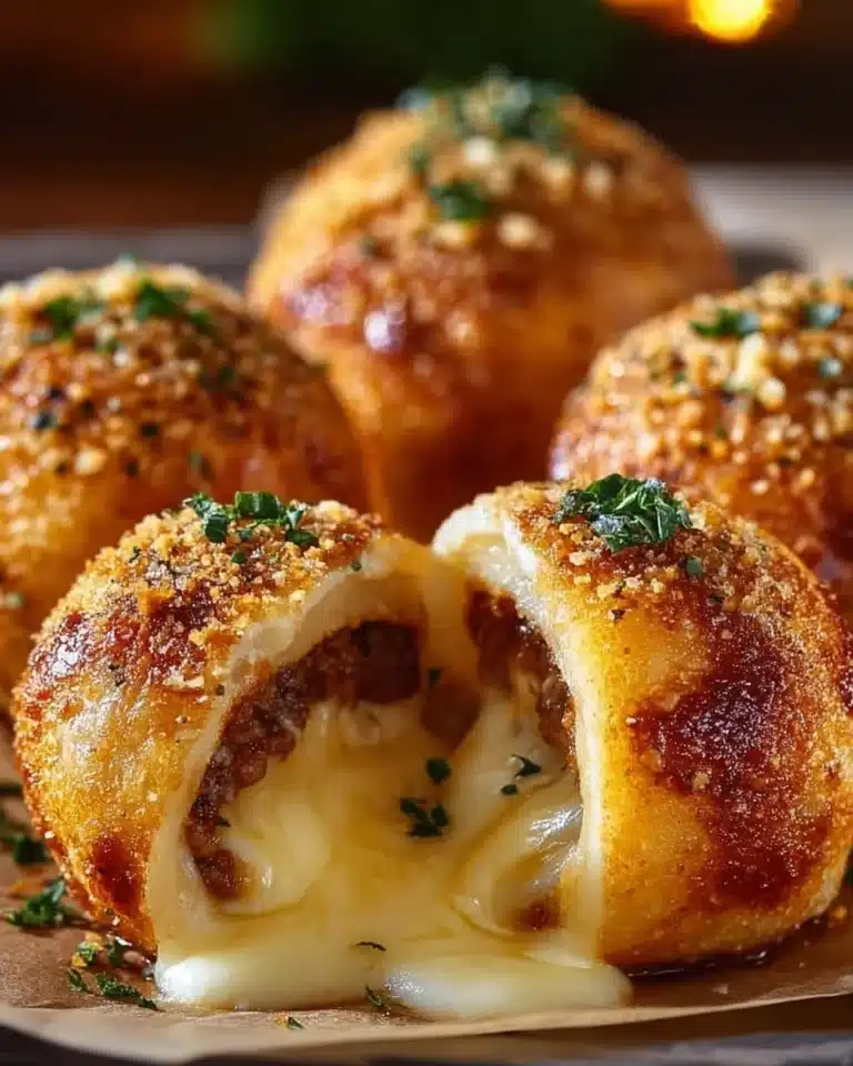 Garlic Parmesan Cheeseburger Bombs served on a platter.