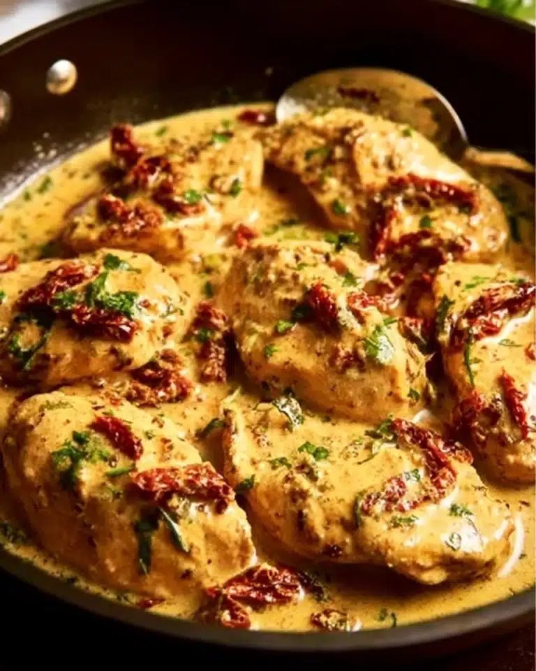 A plate of Marry Me Chicken with creamy sauce and herbs, ready to impress.