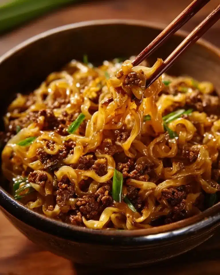 Delicious potsticker noodle bowl with fresh vegetables and savory dumplings