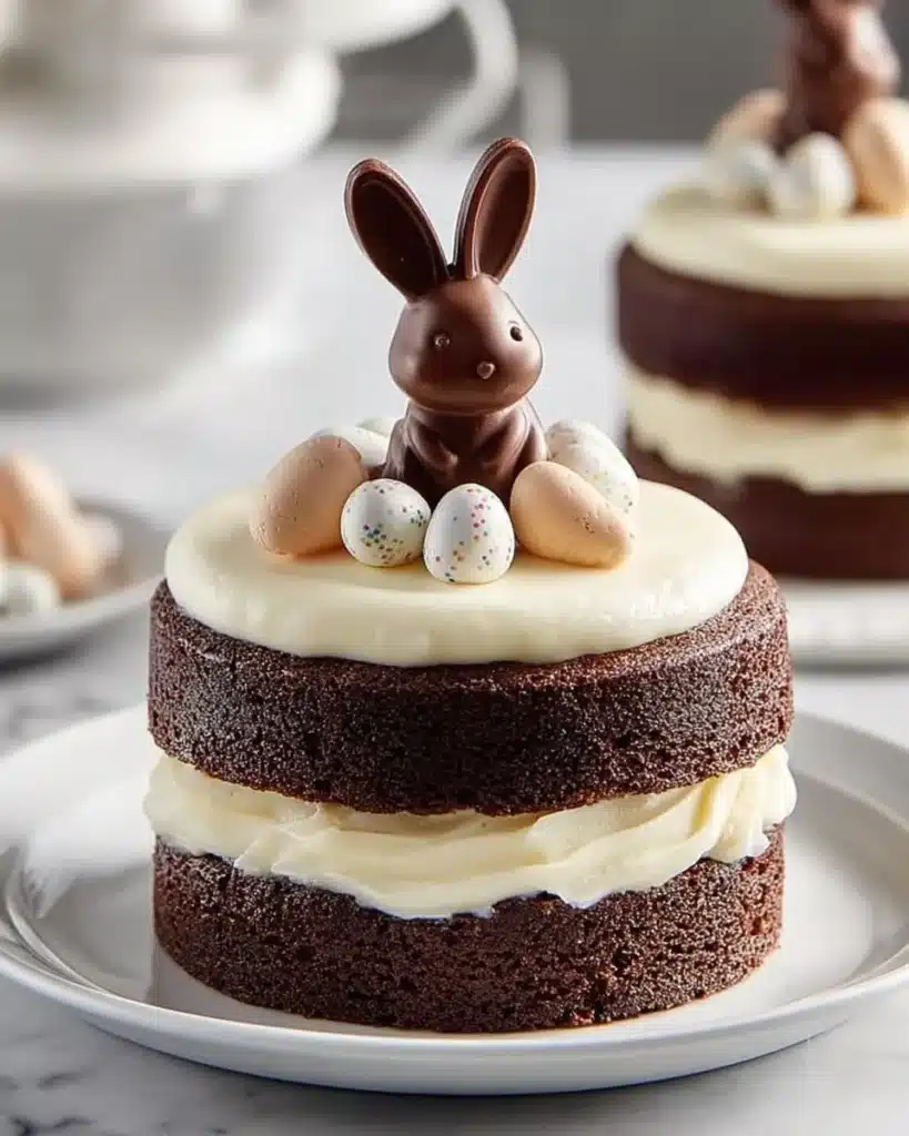 Cute mini Easter layer cakes decorated for the holiday