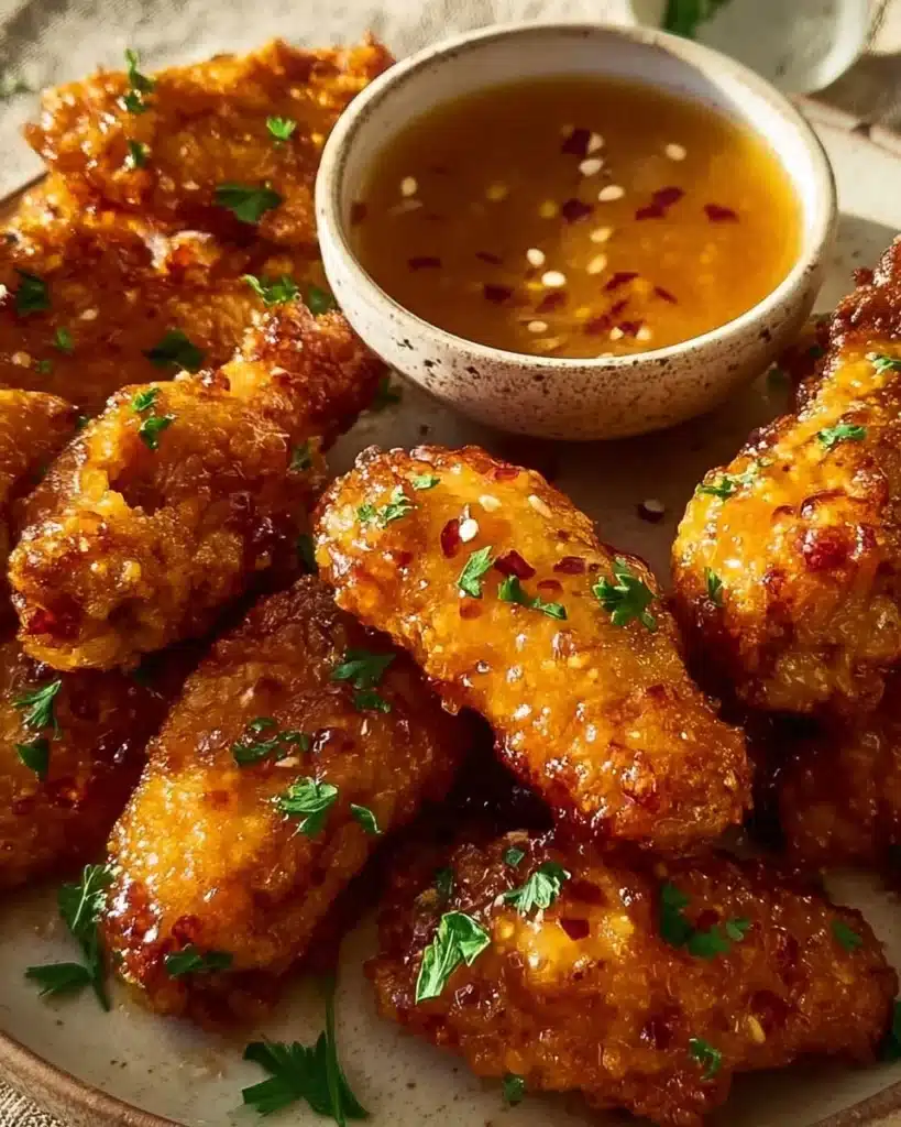 Crispy and juicy Bang Bang Chicken drizzled with delicious sauce