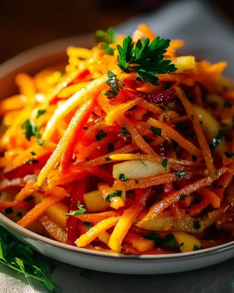 Colorful Carrot Apple Salad with fresh ingredients in a bowl