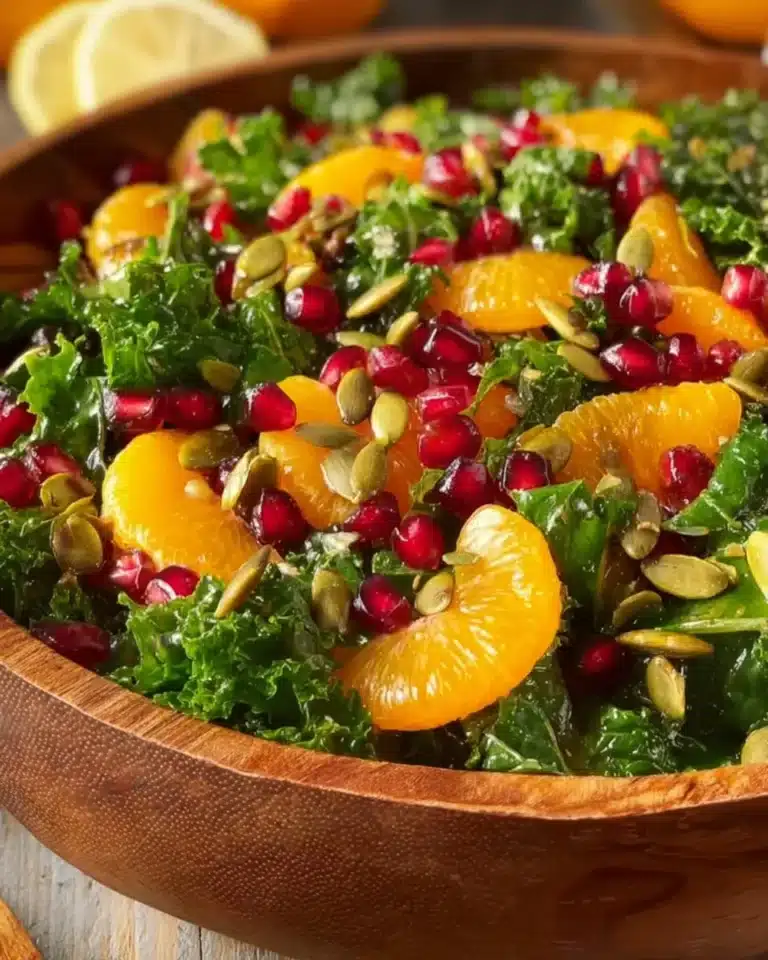 Citrus Pomegranate Kale Salad with vibrant colors and fresh ingredients