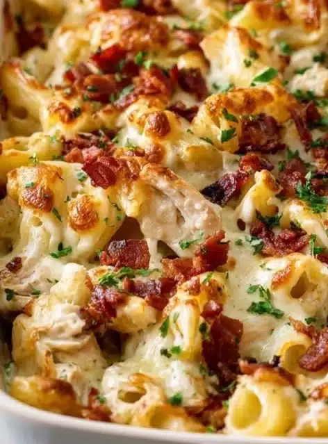 Crazy Good Casserole dish ready to serve, showcasing vibrant ingredients.