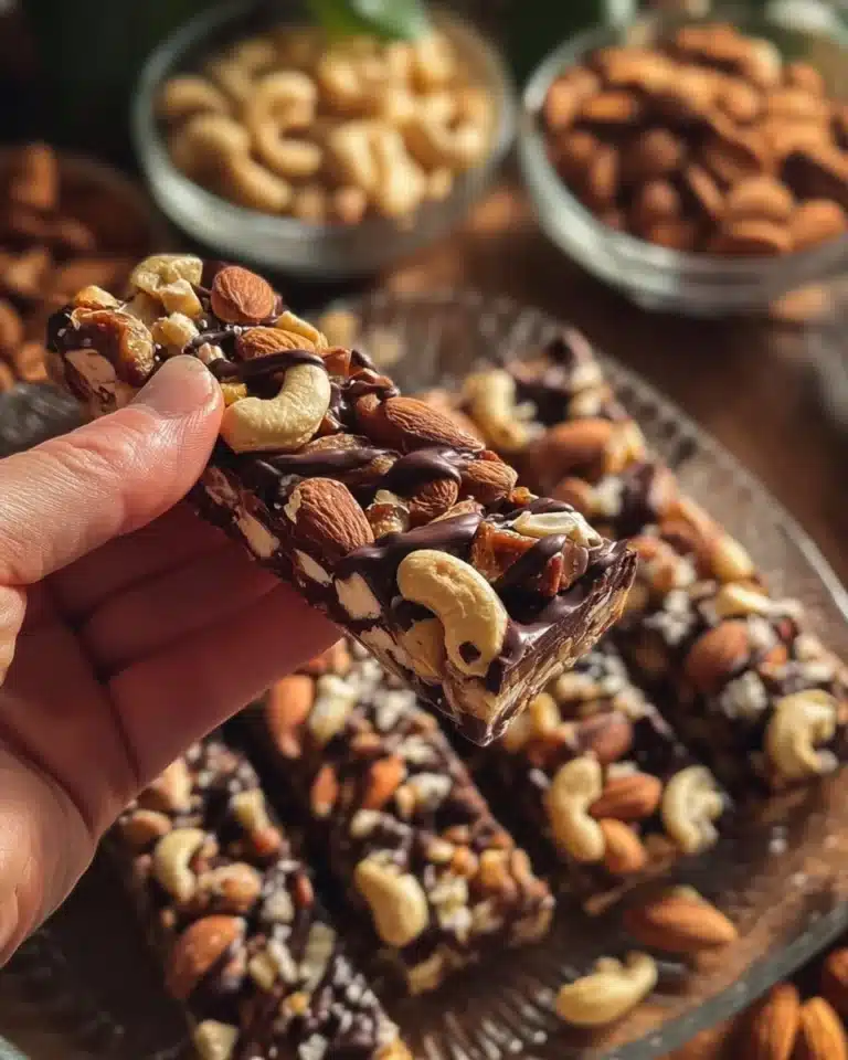 Dark Chocolate and Sea Salt Nut Bars 2 Dark chocolate and sea salt nut bars, a delicious and healthy snack.