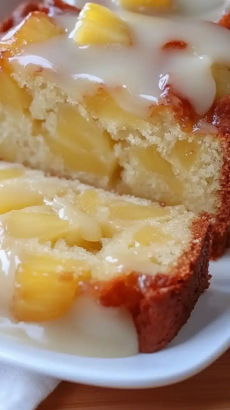 Easter Pineapple Heaven Cake topped with fresh pineapple slices and coconut