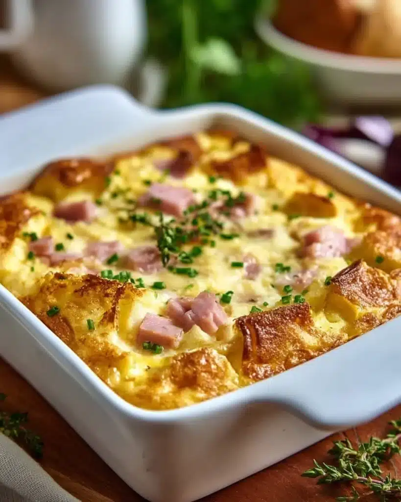 Delicious Eggs Benedict Casserole served on a brunch table