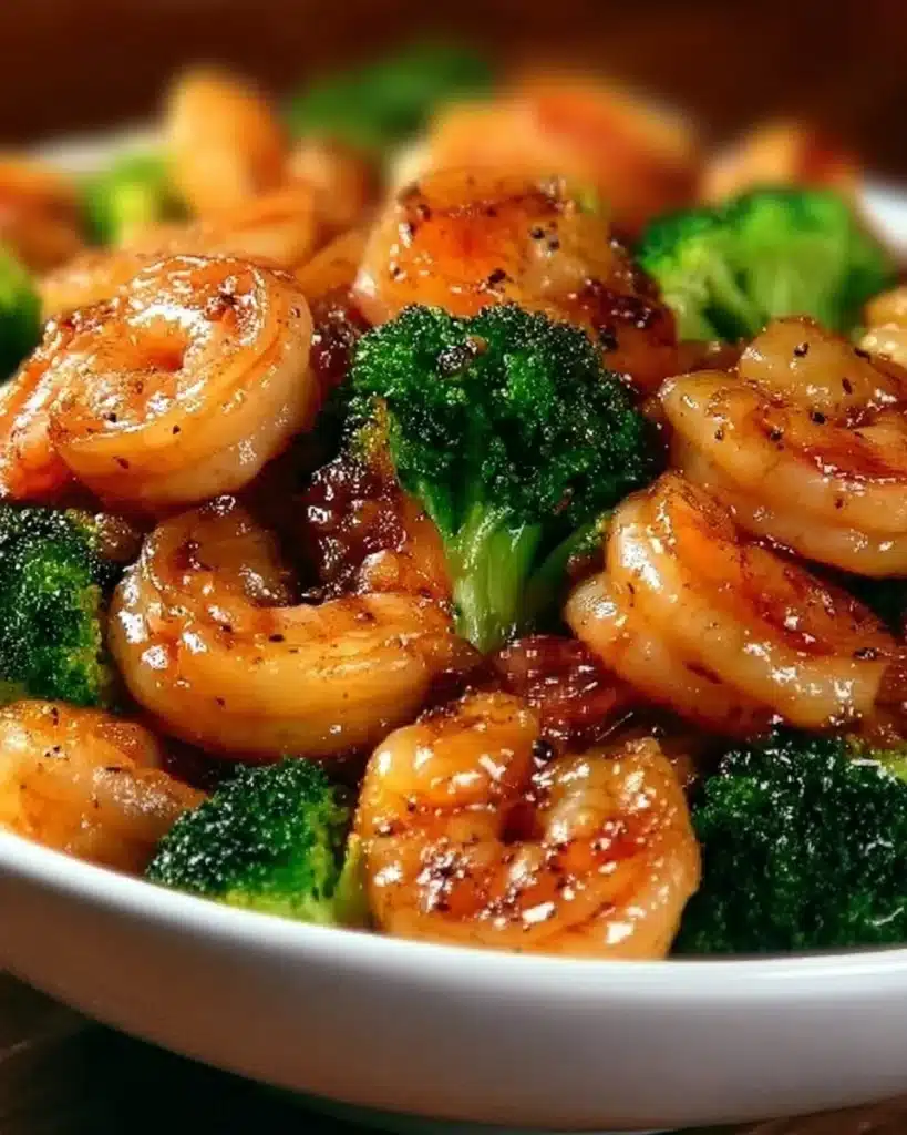 Delicious high-protein honey garlic shrimp dish served on a plate.