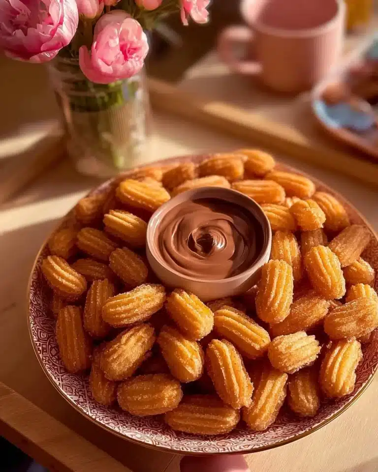 Delicious homemade churros served with chocolate dipping sauce