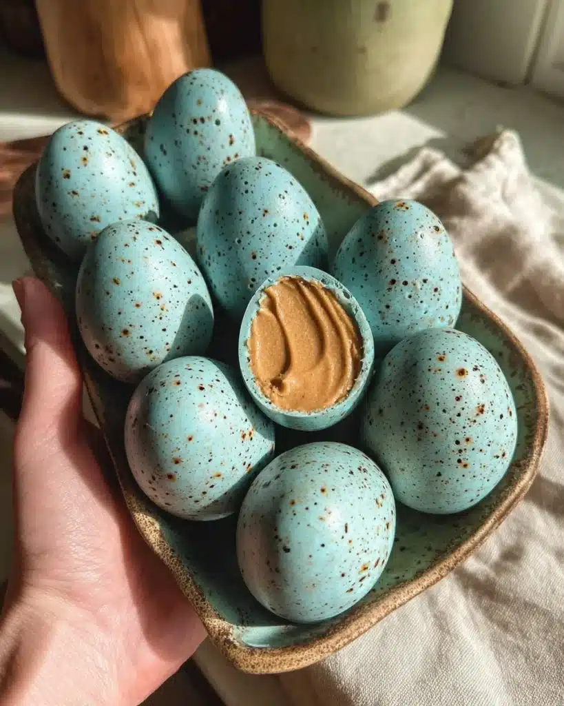 Homemade peanut butter Easter eggs decorated for holiday treats