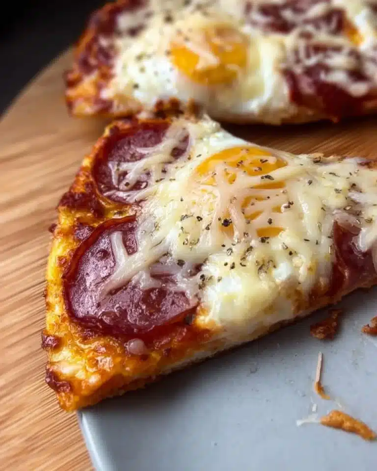 Delicious Pizza Eggs served on a plate with toppings and herbs.