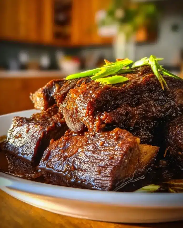 Slow Cooked Beef Brisket – Tender, Soul-Warming Perfection 2 Slow cooked beef brisket served with vegetables and sauce