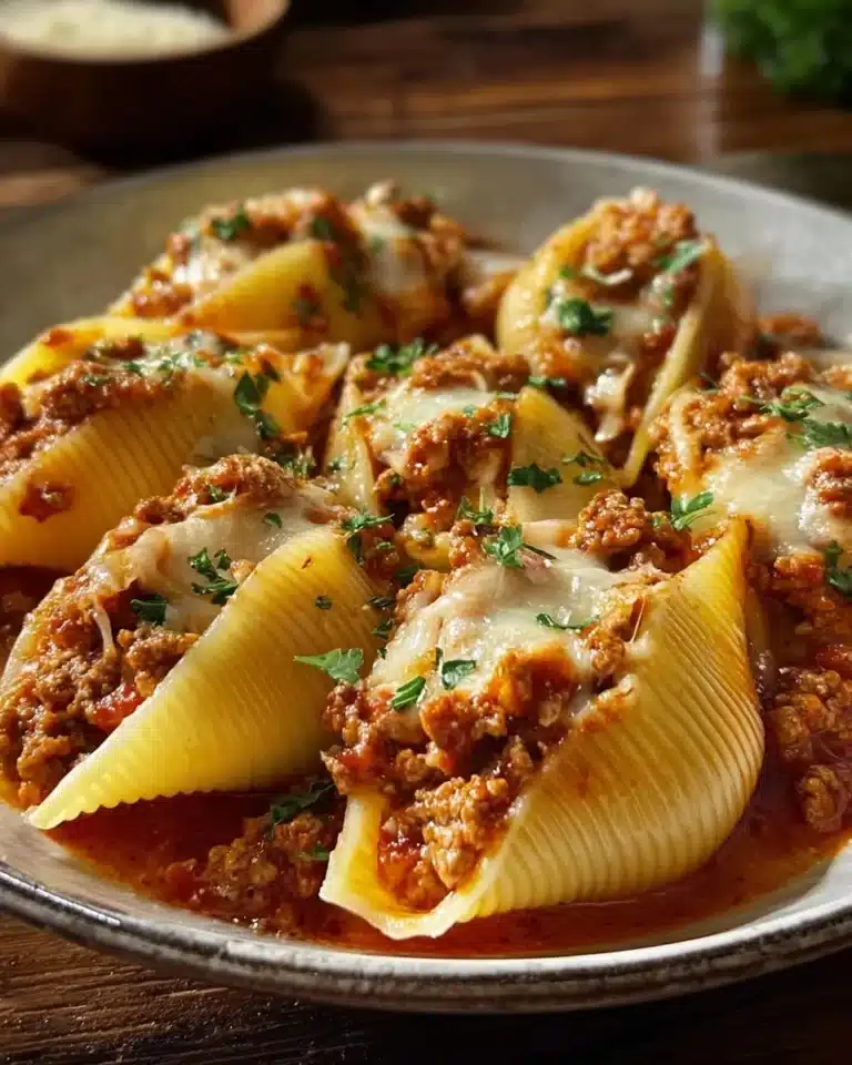 Delicious stuffed pasta shells filled with cheese and herbs, ready to serve.