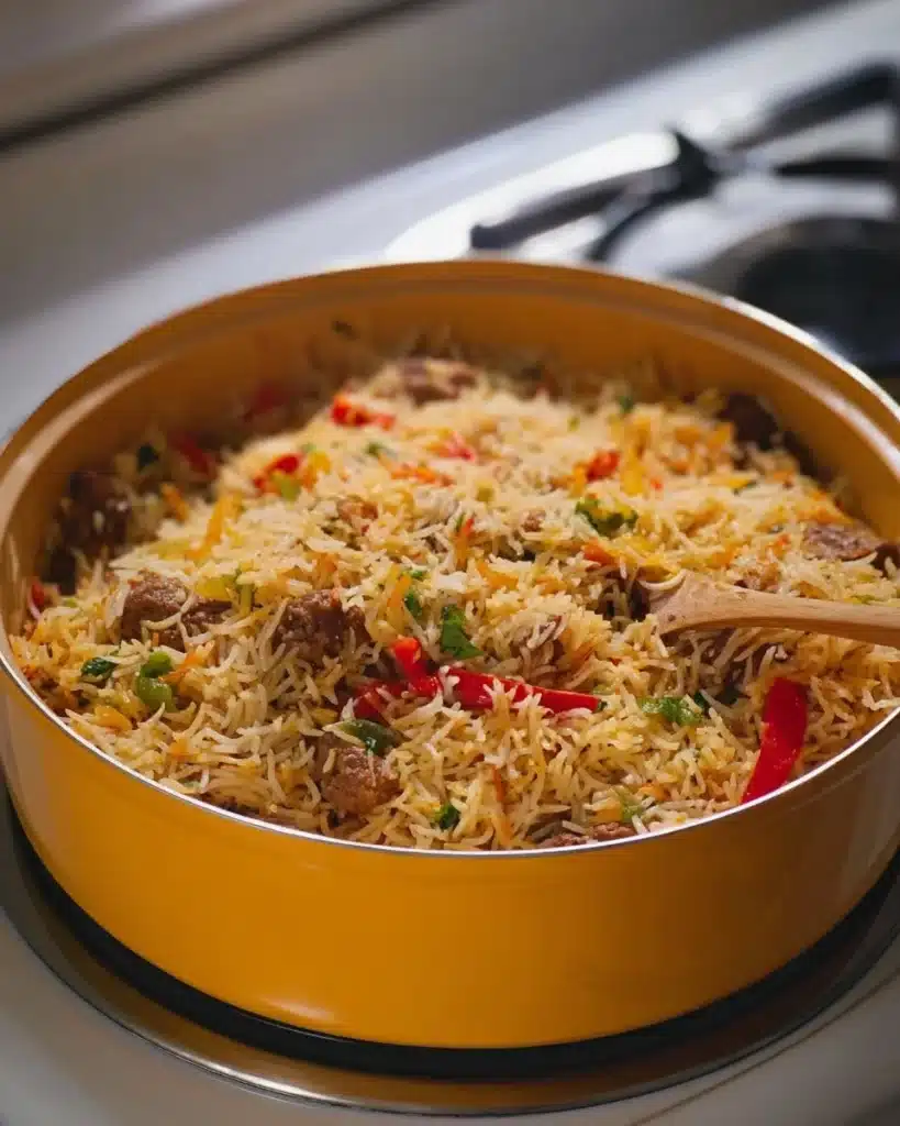 Delicious Turkey Combo Rice dish with turkey pieces and vibrant vegetables.