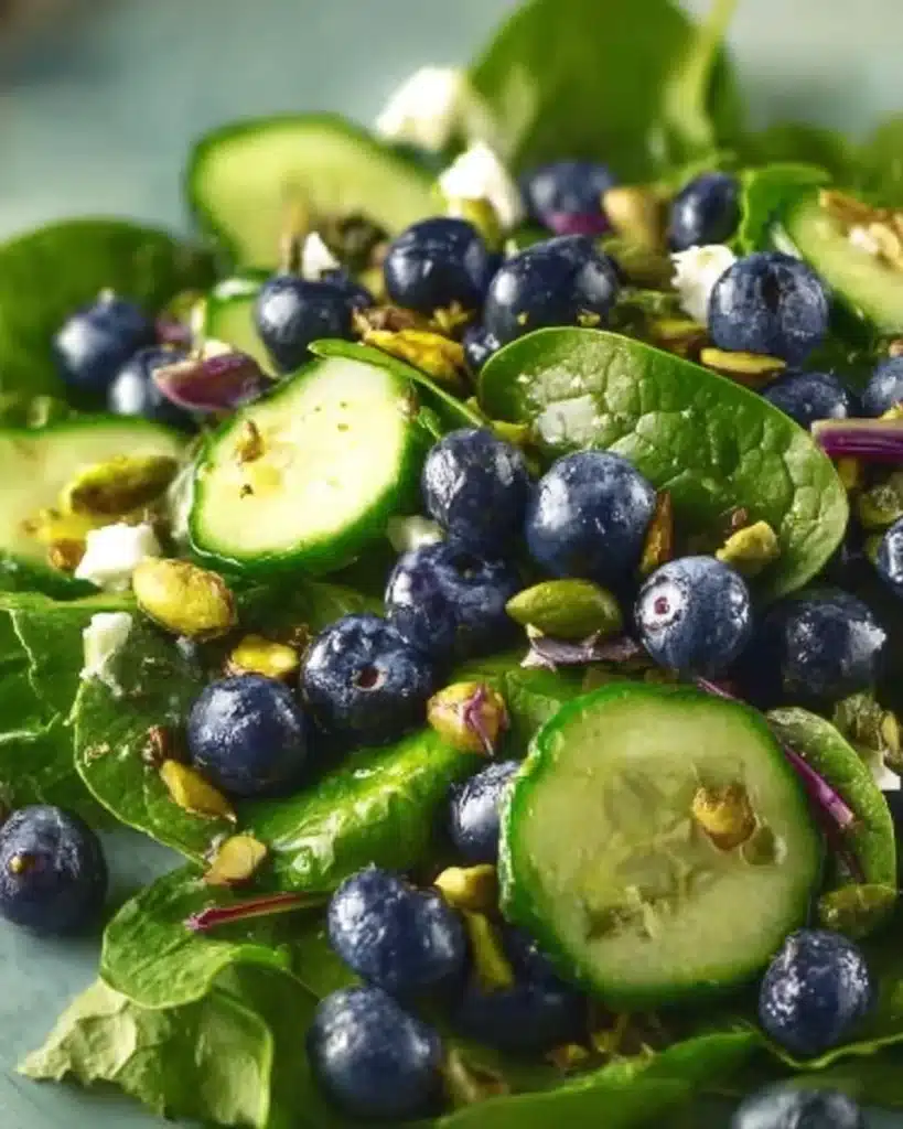 Delicious Blueberry Pistachio Spring Salad with vibrant ingredients