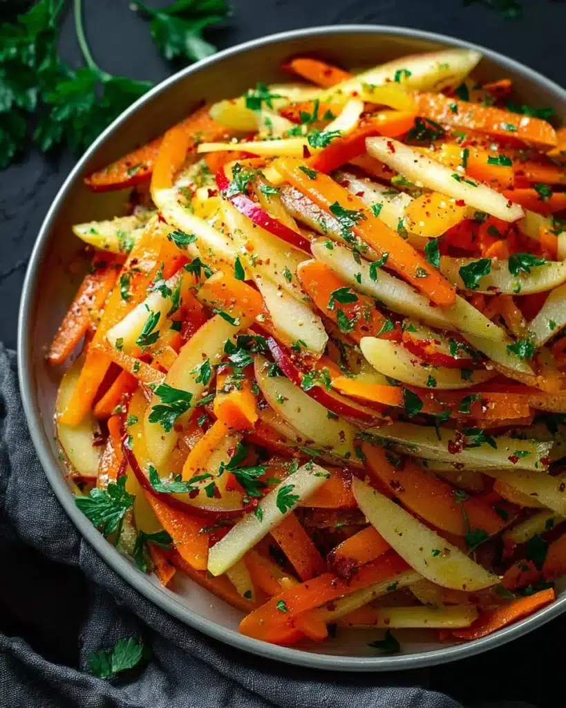 Fresh Carrot Apple Salad with vibrant colors and healthy ingredients.