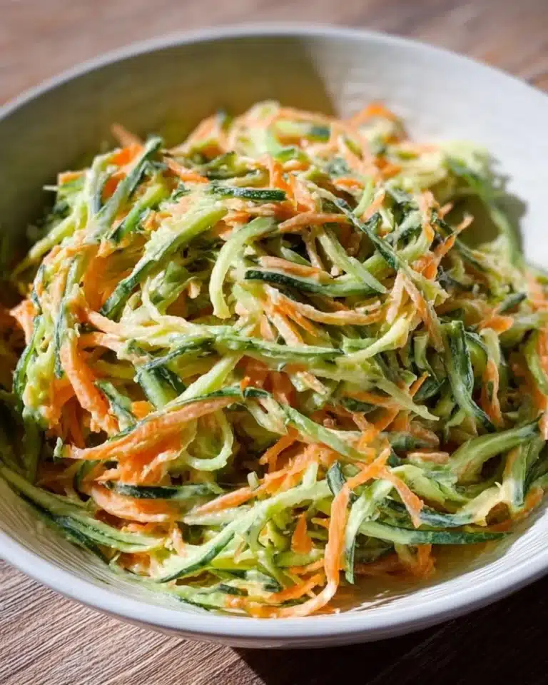 Creamy cucumber and carrot salad served in a bowl
