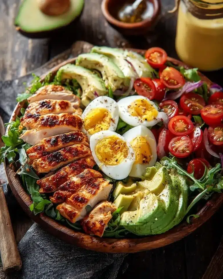 Paleo Grilled Chicken Cobb Salad with fresh vegetables and grilled chicken
