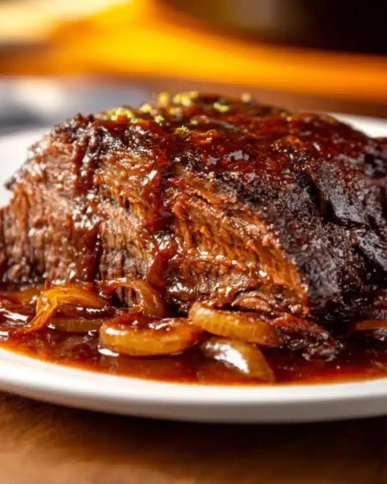 Delicious slow cooked beef brisket served with sides